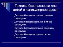 Презентация Безопасность на каникулах 2 класс