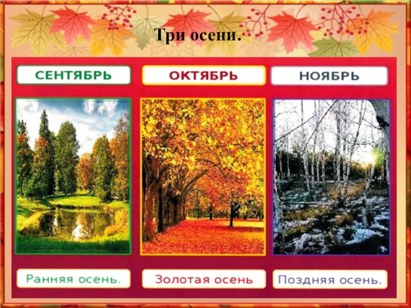 Презентация Как ты осень хороша! Три осени. Три осени.