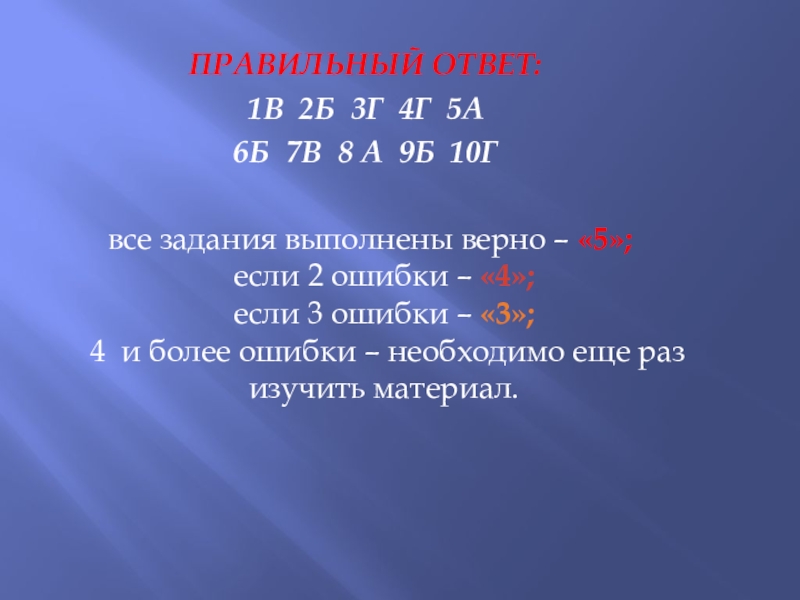 Презентация по биологии на тему Грибы(5 класс) ФГОС ПРАВИЛЬНЫЙ ОТВЕТ:1В 2Б 3Г 4Г 5А 6Б 7В 8 А 9Б ПРАВИЛЬНЫЙ ОТВЕТ:1В 2Б 3Г 4Г 5А 6Б 7В 8 А 9Б 10Г все задания выполнены верно –