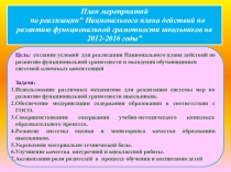 План мероприятий по реализации Национального плана действий по развитию функциональной грамотности школьников на 2012-2016 годы