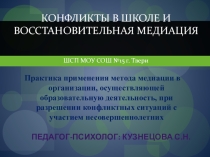Использование медиативных восстановительных программ в ОО