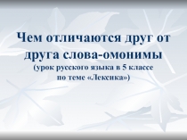 Чем отличаются друг от друга слова-омонимы