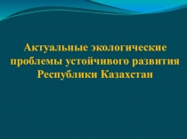 Актуальные проблемы устойчивого развития Республики Казахстан
