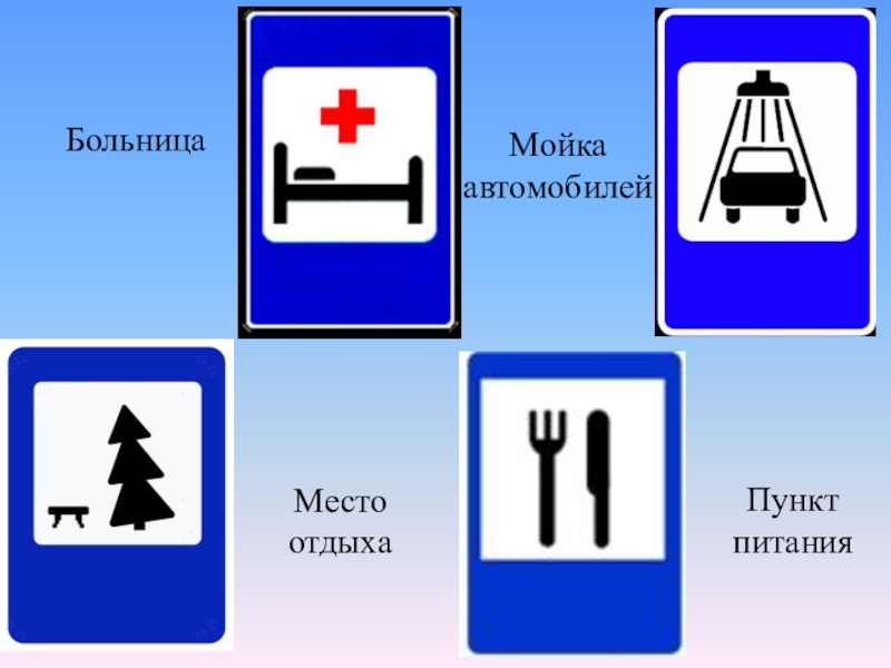Дорожный знак пункт питания картинка для детей