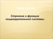 Презентация по биологии Пищеварительная система