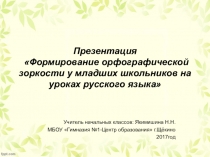 Формирование орфографической зоркости у младших школьников на уроках русского языка