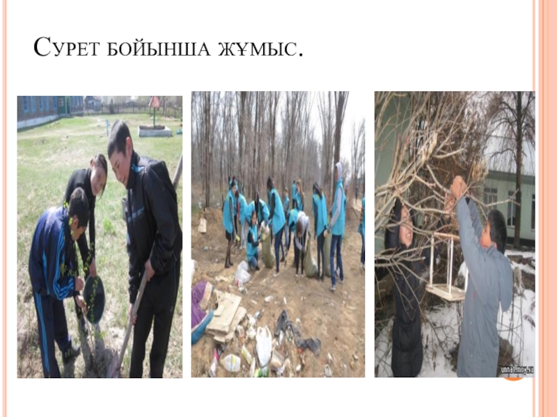 Адам әрекетінен жер бетінің өзгеруі. Сурет бойынша жұмыс. Сурет бойынша жұмыс.