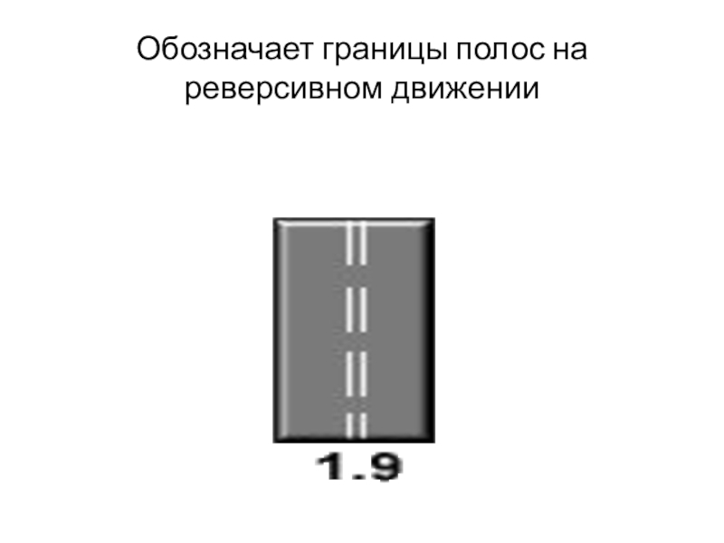 Презентация урок ПДД Горизонтальная разметка Обозначает границы полос на реверсивном движении Обозначает границы полос на реверсивном движении