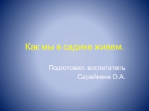 Презентация для родителей на тему :  Как мы в садике живем.