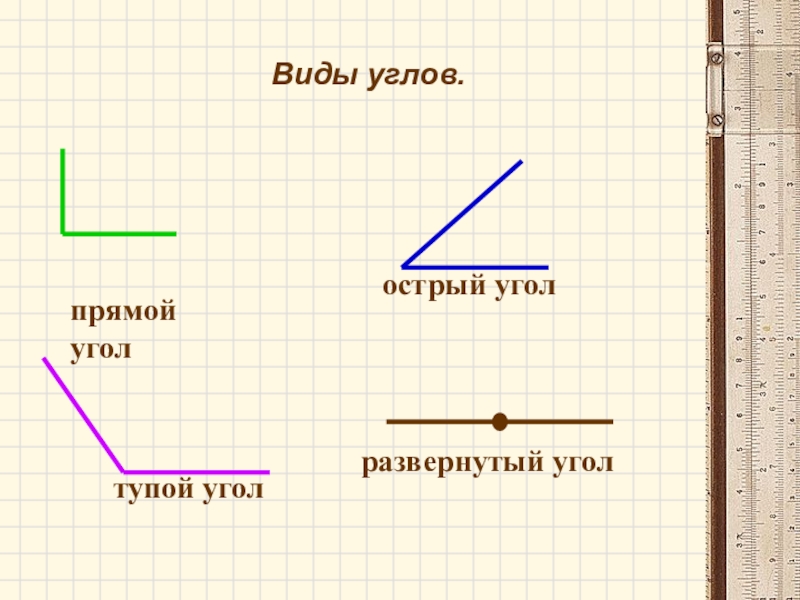 Презентация для организации урока по геометрии обучающегося с ОВЗ, находящегося на надомном обучении с использованием дистанционных образовательных технологий, по теме Виды углов Виды углов. Виды углов.