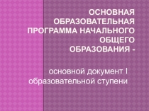 Структура основной образовательной программы начального общего образования. Из опыта.