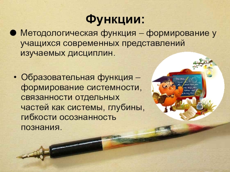ИНТЕГРИРОВАННЫЕ УРОКИ В НАЧАЛЬНЫХ КЛАССАХ В РАМКАХ РАЗВИВАЮЩЕГО ОБУЧЕНИЯ Функции:Образовательная функция – формирование системности, связанности отдельных частей как системы, глубины, Функции:Образовательная функция – формирование системности, связанности отдельных частей как системы, глубины, гибкости осознанность познания.Методологическая функция – формирование