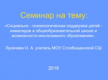 Социально-психологическая поддержка детей-инвалидов в общеобразовательной школе и возможность инклюзивного образования