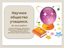 Работа школьного научного общества учащихся ( Из опыта работы.)