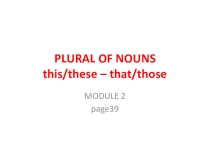 Урок по теме Plurals