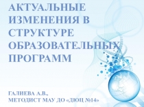 Презентация Актуальные изменения в структуре дополнительных общеобразовательных общеразвивающих программах