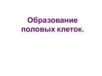 Презентация по биологии на тему Образование половых клеток