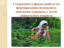 Презентация по формированию безопасного поведения в природе детей дошкольного возраста