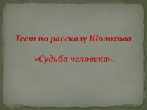 Тест по произведению М.Шолохова Судьба человека