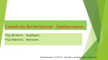 Презентация по теме: Барбарисовые для СПО