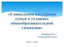 Социальная поддержка семьи в условиях общеобразовательной школы