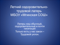 Летний оздоровительный трудовой лагерь