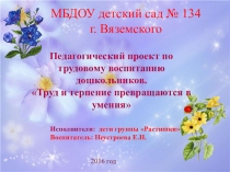 Воспитательный проект Труд и терпение - превращаются в умение
