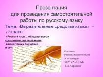 Презентация для проведения самостоятельной работы по русскому языку на тему: Выразительные средства языка - 12 класс