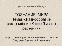 Презентация урока по познанию мира на тему: Разнообразие растений (3 класс)