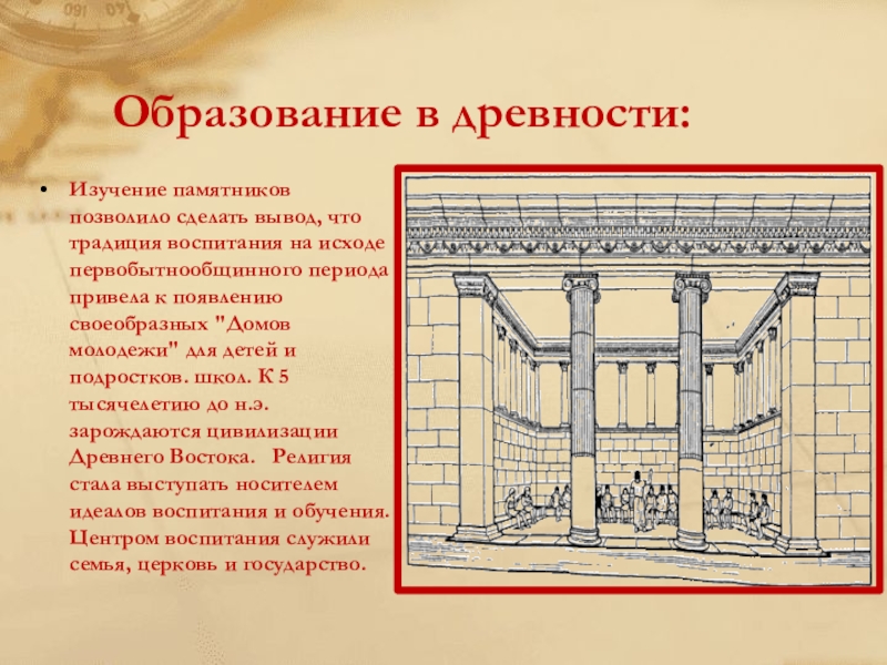 Исследовательская работа Модель выпускника Образование в древности:Изучение памятников позволило сделать вывод, что традиция воспитания на Образование в древности:Изучение памятников позволило сделать вывод, что традиция воспитания на исходе первобытнообщинного периода привела к появлению