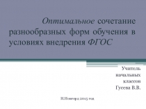 Оптимальное сочетание разнообразных форм обучения в условиях внедрения ФГОС