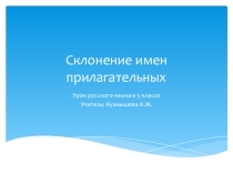 Презентация по русскому языку на тему Склонение прилагательных (5 класс)