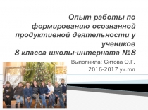 Презентация по русскому языку на тему: Опыт работы по формированию продуктивной деятельности у старших школьников с ИН на уроках русского языка
