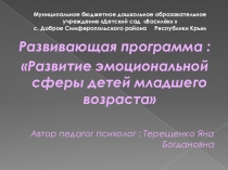 Презентация авторской развивающей программы : Развитие эмоциональной сферы детей младшего возраста