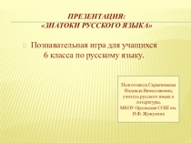 Презентация по русскому языку на тему:  Знатоки русского языка( 6 класс)