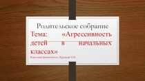 Агрессивность детей в начальных классах
