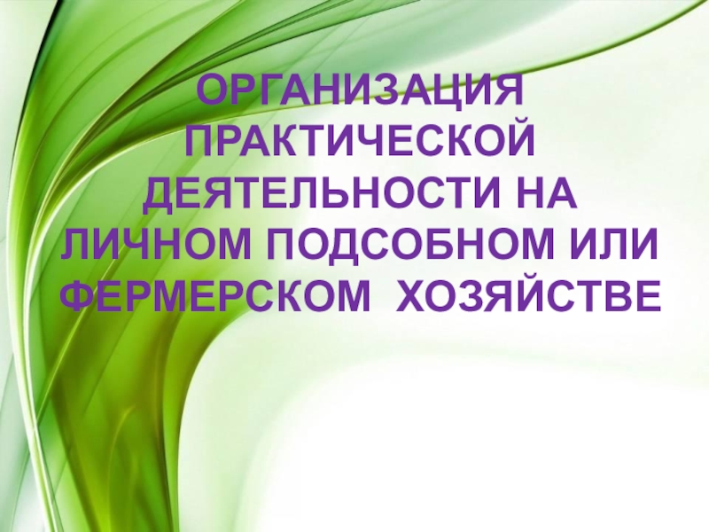 Презентация Презентация ОРГАНИЗАЦИЯ ПРАКТИЧЕСКОЙ ДЕЯТЕЛЬНОСТИ НА ЛИЧНОМ ПОДСОБНОМ ИЛИ ФЕРМЕРСКОМ ХОЗЯЙСТВЕ