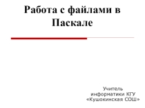 Презентация урока Разделы в Турбо Паскаль