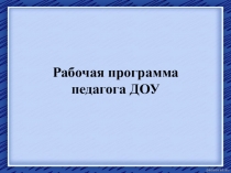 Презентация Рабочая программа педагога ДОУ