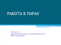 Презентация по русскому языку: Работа в парах