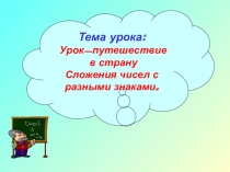 Презентация по математике для 6 -х классов Сложение чисел с разными знаками (Открытый урок)