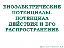 Презентация по медбиофизике на тему Биоэлектрические потенциалы. Потенциал действия и его распространение