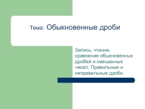 Презентация по математике по теме: Обыкновенные дроби
