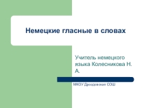 Презентация по немецкому языка для учащихся 2-4 классов Немецкие гласные