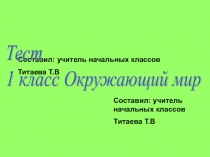 Презентация по Окружающему миру Тест (1 класс - Школа России)