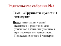 Родительское собрание Итоги учебной четверти