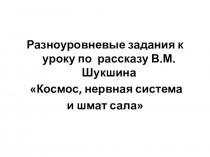 11 класс. Литература. (М) Тема: Рассказ В.М. Шукшина Космос, нервная система и шмат сала