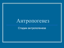 Презентация по биологии на тему Антропогенез. Стадии антропогенеза (11 класс)