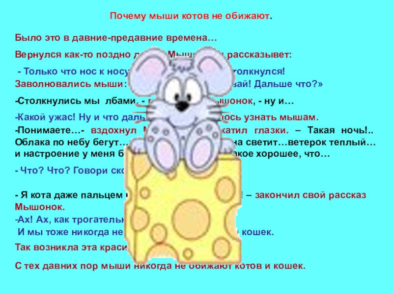Презентация на тему Почему Почему мыши котов