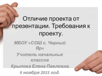Отличие проекта от презентации. Требования к проекту.